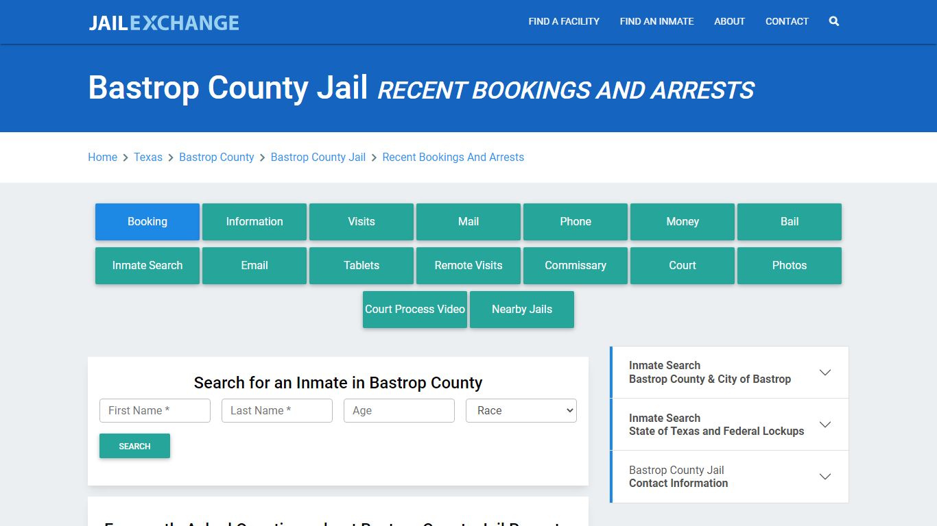 Bastrop County Jail Recent Bookings And Arrests - Jail Exchange